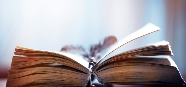 An open book on the desk