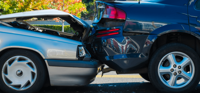 Two crashed cars